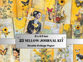 Yellow Junk Journal Kit, Yellow Pages Ephemera, Whimsical Collage Sheet, Pastel Scrapbook Paper, Mixed Media ATC Card, Yellow Background
