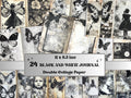 Black and White Junk Journal Kit, Old Pages Ephemera, Whimsical Collage Sheet, B&W Scrapbook Paper, Mixed Media ATC Card, BW Background