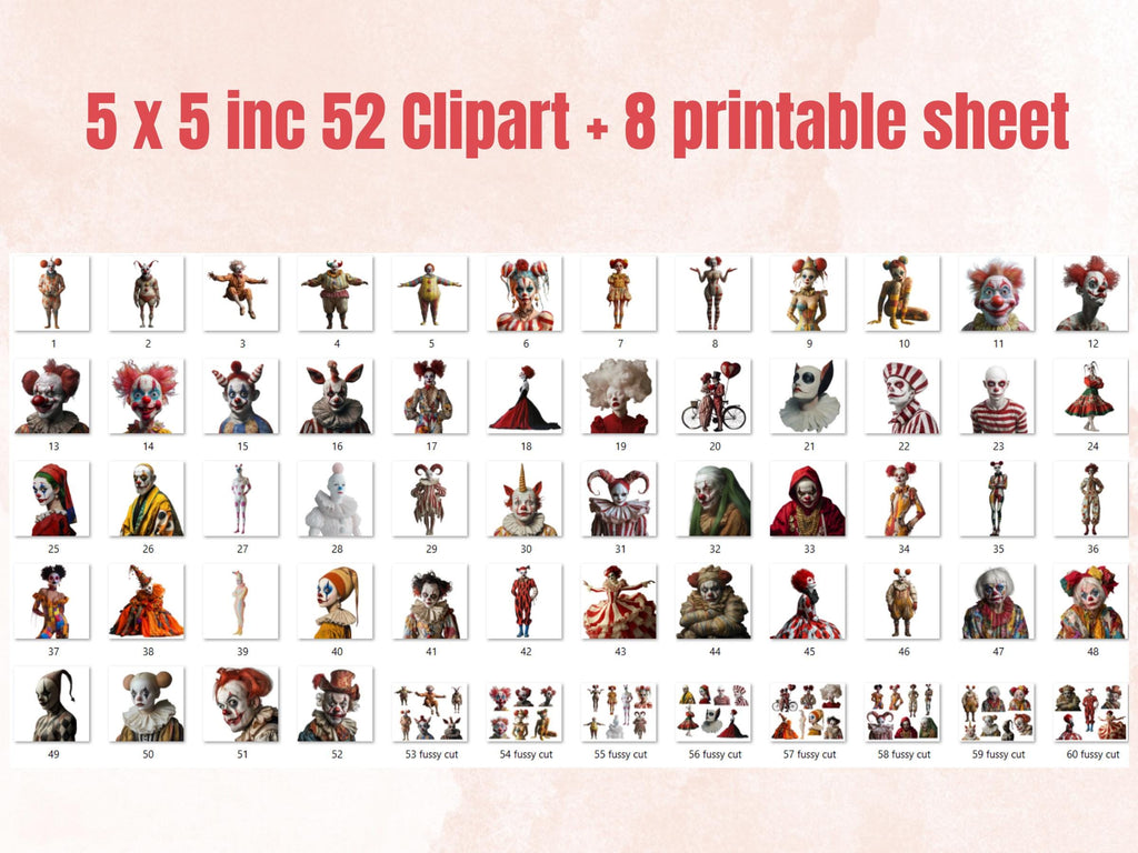 Pelicular Circus Collage Elements Kit, Whimsical Circus Fussy Cut, Quirky Circus People Clipart, Junk Journal Clipart + Background Bundle