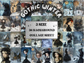 Whimsy Gothic Winter Collage Paper Kit, Surreal Winter Mixed Media Art, Whimsical Gothic Ephemera Images, Gothic Journal, Scrapbook Paper