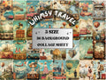 Whimsy Travel Collage Paper Kit, Surreal Travel Mixed Media Sheet, Whimsical Wanderlust Ephemera Images, Quirky Journal, Scrapbook Paper