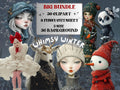 Whimsy Winter Collage Elements Kit, Whimsical Surreal Winter Fussy Cut, Quirky Weird People Clipart, Junk Journal, Clipart Background Bundle