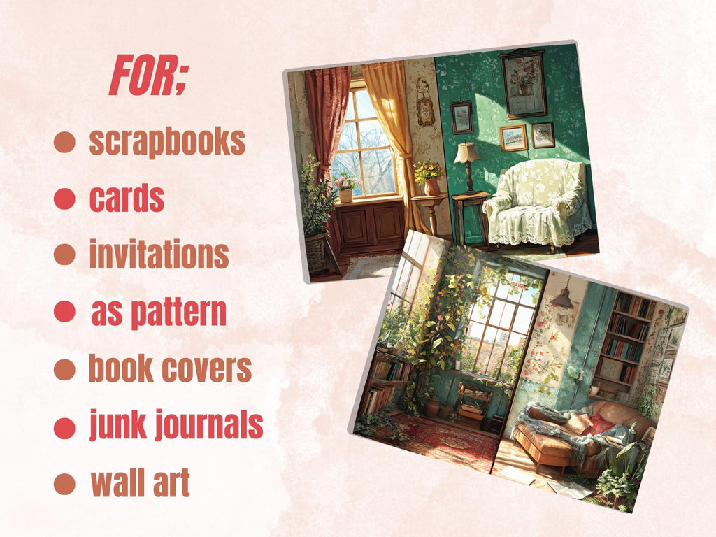 Cozy Morning Corner Junk Journal Kit, Comfy Morning Scenes Pages Ephemera, Relaxing Collage Sheet, Scrapbook Paper, Cozy Nook Background