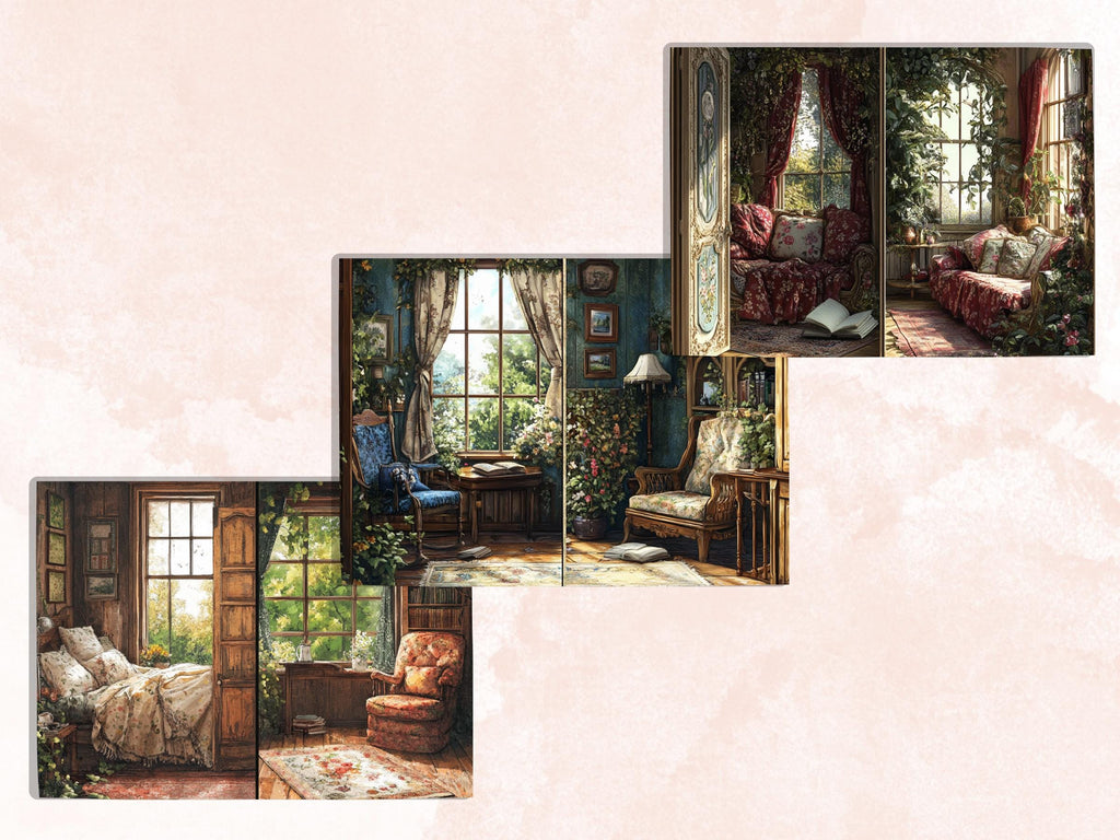 Cozy Morning Corner Junk Journal Kit, Comfy Morning Scenes Pages Ephemera, Relaxing Collage Sheet, Scrapbook Paper, Cozy Nook Background