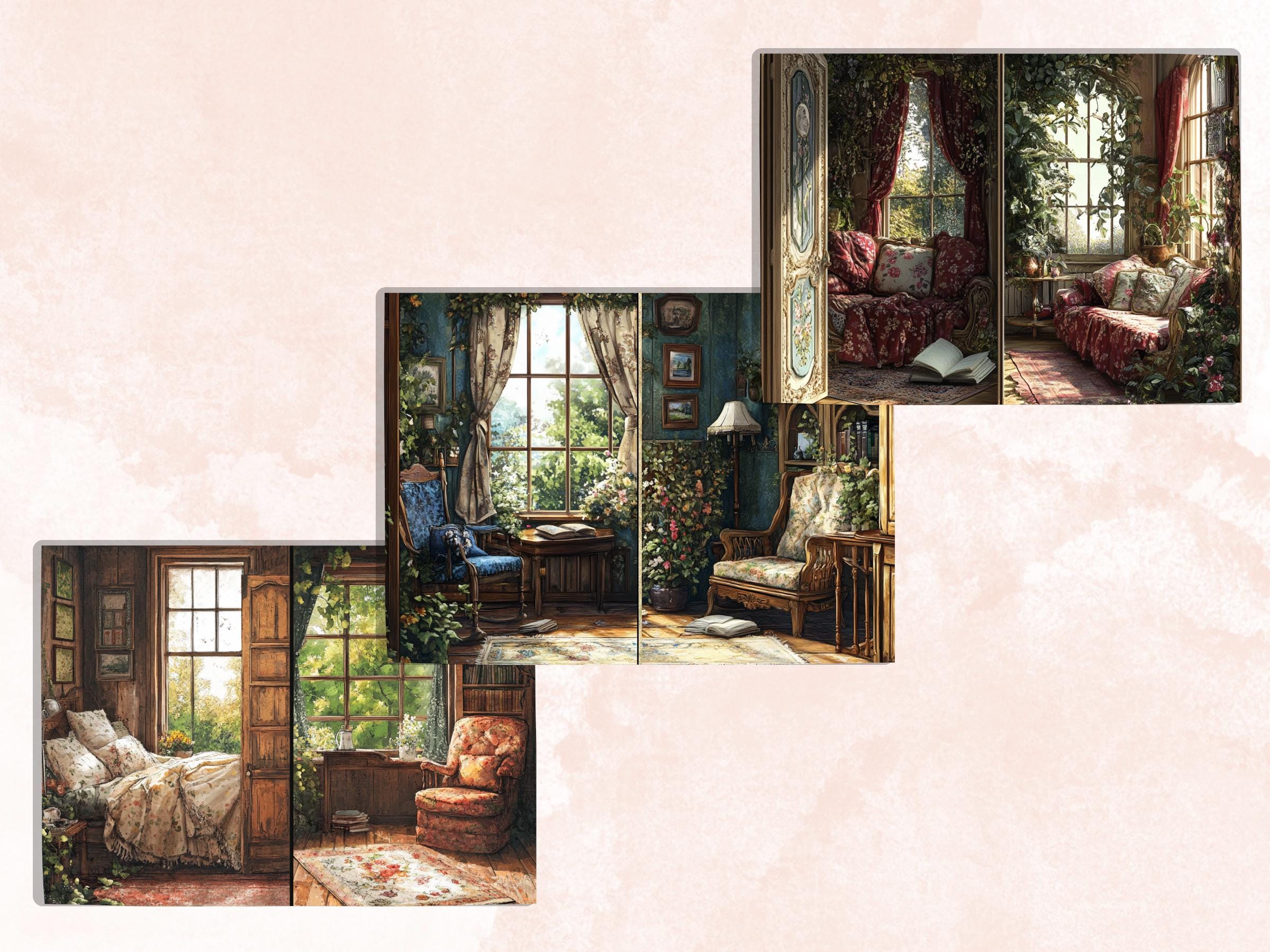 Cozy Morning Corner Junk Journal Kit, Comfy Morning Scenes Pages Ephemera, Relaxing Collage Sheet, Scrapbook Paper, Cozy Nook Background