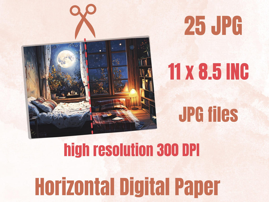 Cozy Night Corner Junk Journal Kit, Comfy Nighttime Scenes Pages Ephemera, Relaxing Collage Sheet, Scrapbook Paper, Cozy Nook Background