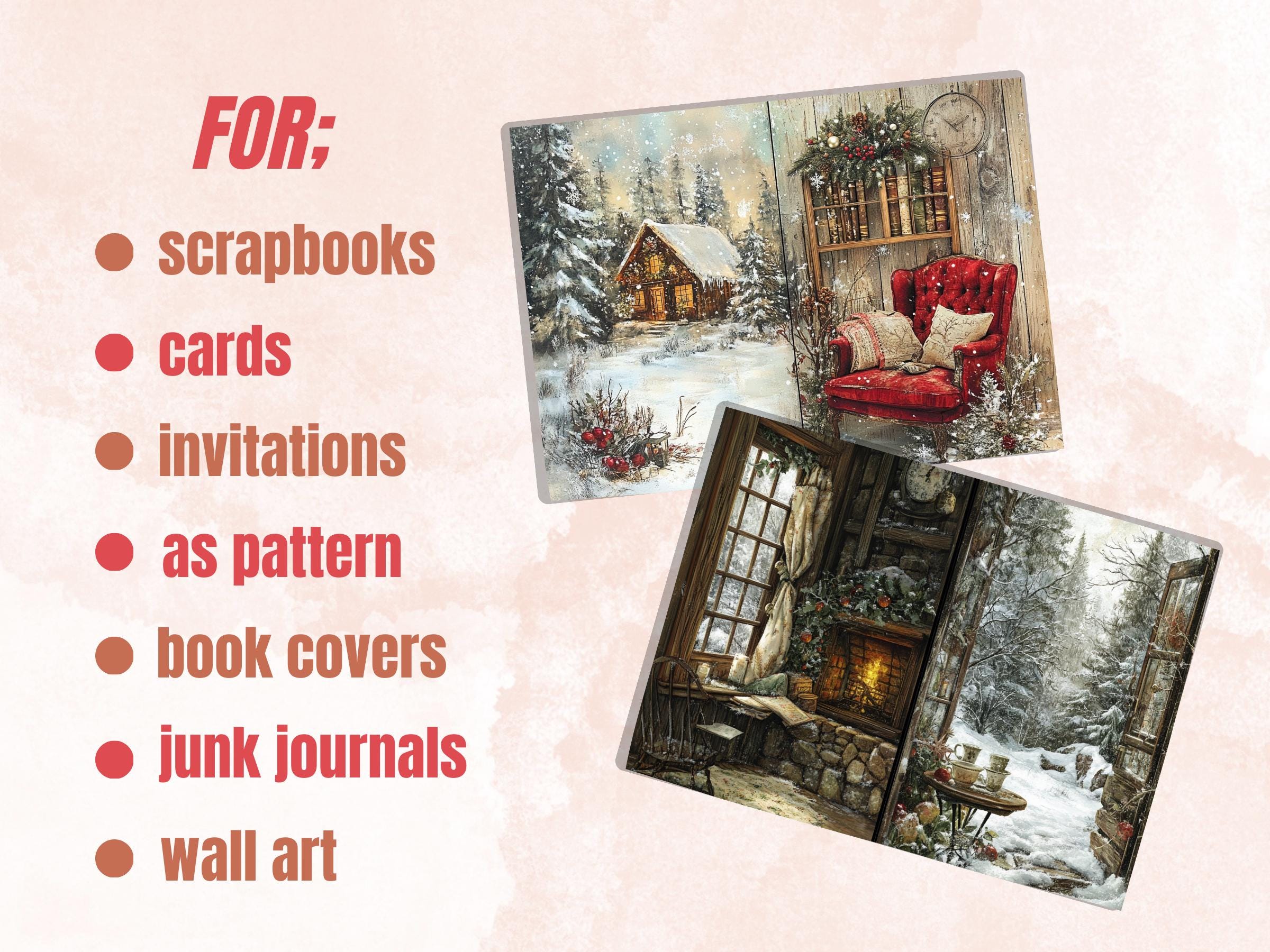 Cozy Winter Corner Junk Journal Kit, Comfy Winter Scenes Pages Ephemera, Relaxing Collage Sheet, Scrapbook Paper, Cozy Nook Background