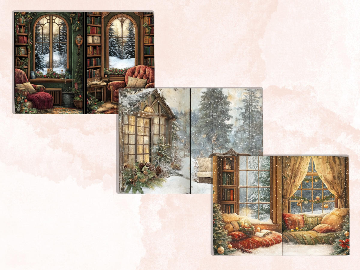Cozy Winter Corner Junk Journal Kit, Comfy Winter Scenes Pages Ephemera, Relaxing Collage Sheet, Scrapbook Paper, Cozy Nook Background