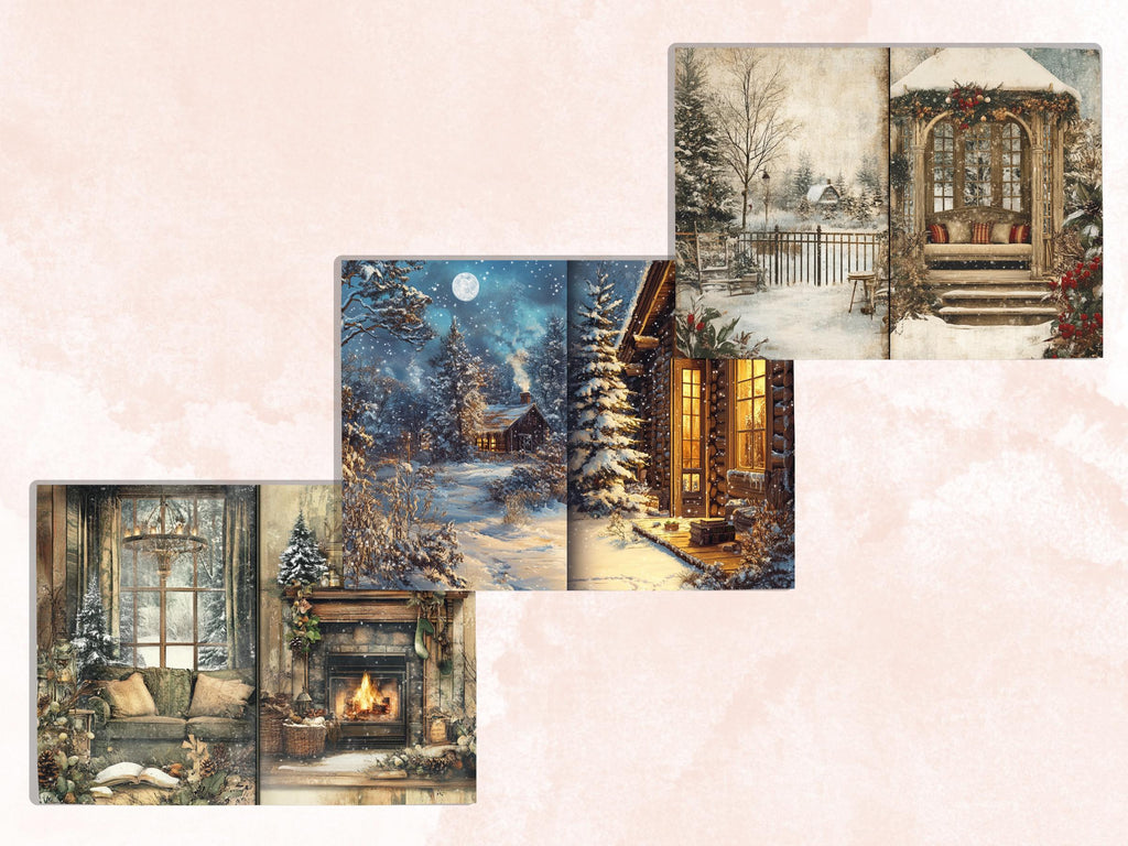 Cozy Winter Corner Junk Journal Kit, Comfy Winter Scenes Pages Ephemera, Relaxing Collage Sheet, Scrapbook Paper, Cozy Nook Background