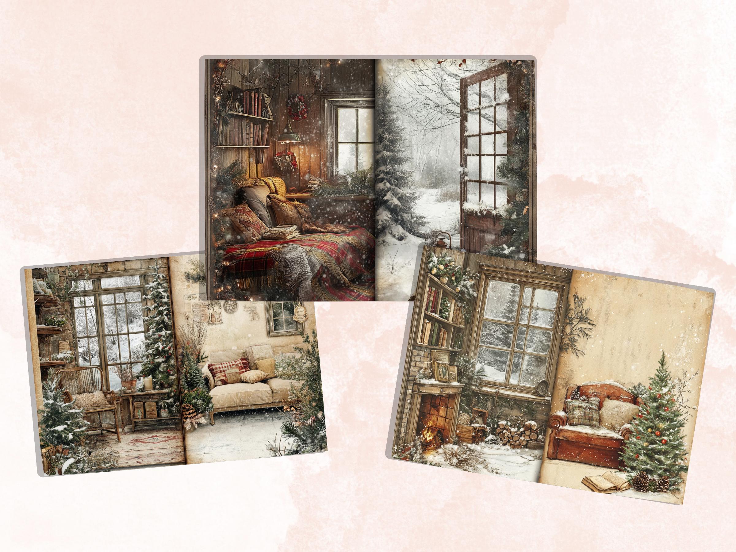Cozy Winter Corner Junk Journal Kit, Comfy Winter Scenes Pages Ephemera, Relaxing Collage Sheet, Scrapbook Paper, Cozy Nook Background