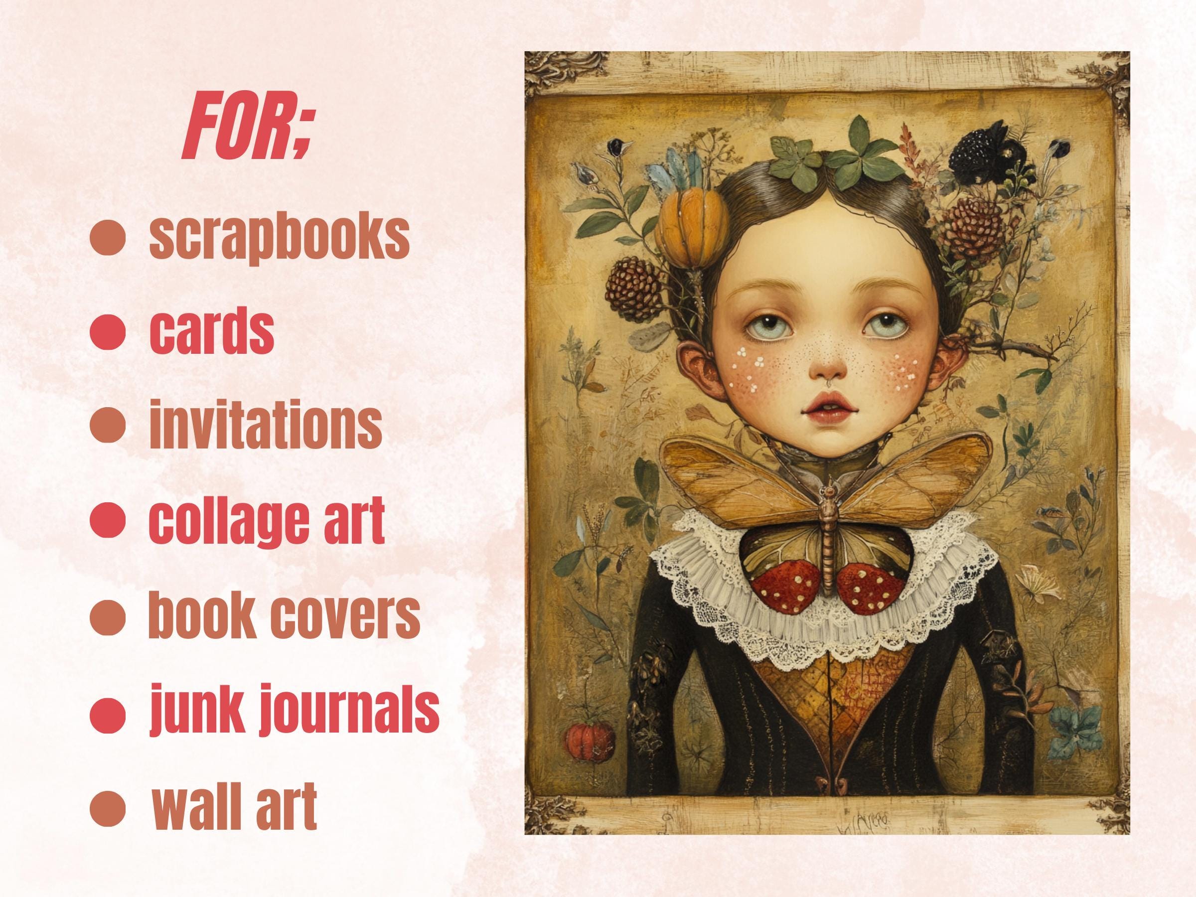 Whimsy Botanical Alchemy Collage Paper, Floral Surreal Mixed Media Sheet, Whimsical Garden Ephemera Image, Quirky Journal, Scrapbook Paper