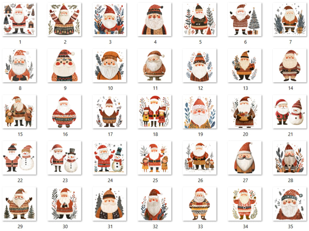 35 PNG Scandinavian Christmas Santa Clipart, Christmas Santa Folk Art Illustrations Clip art, Winter Holiday png, Nordic Xmas Noel Ornaments
