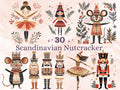 30 PNG Scandinavian Christmas Nutcracker Clipart, Christmas Folk Art Illustration Clip art, Winter Nutcracker png, Nordic Xmas Noel Ornament
