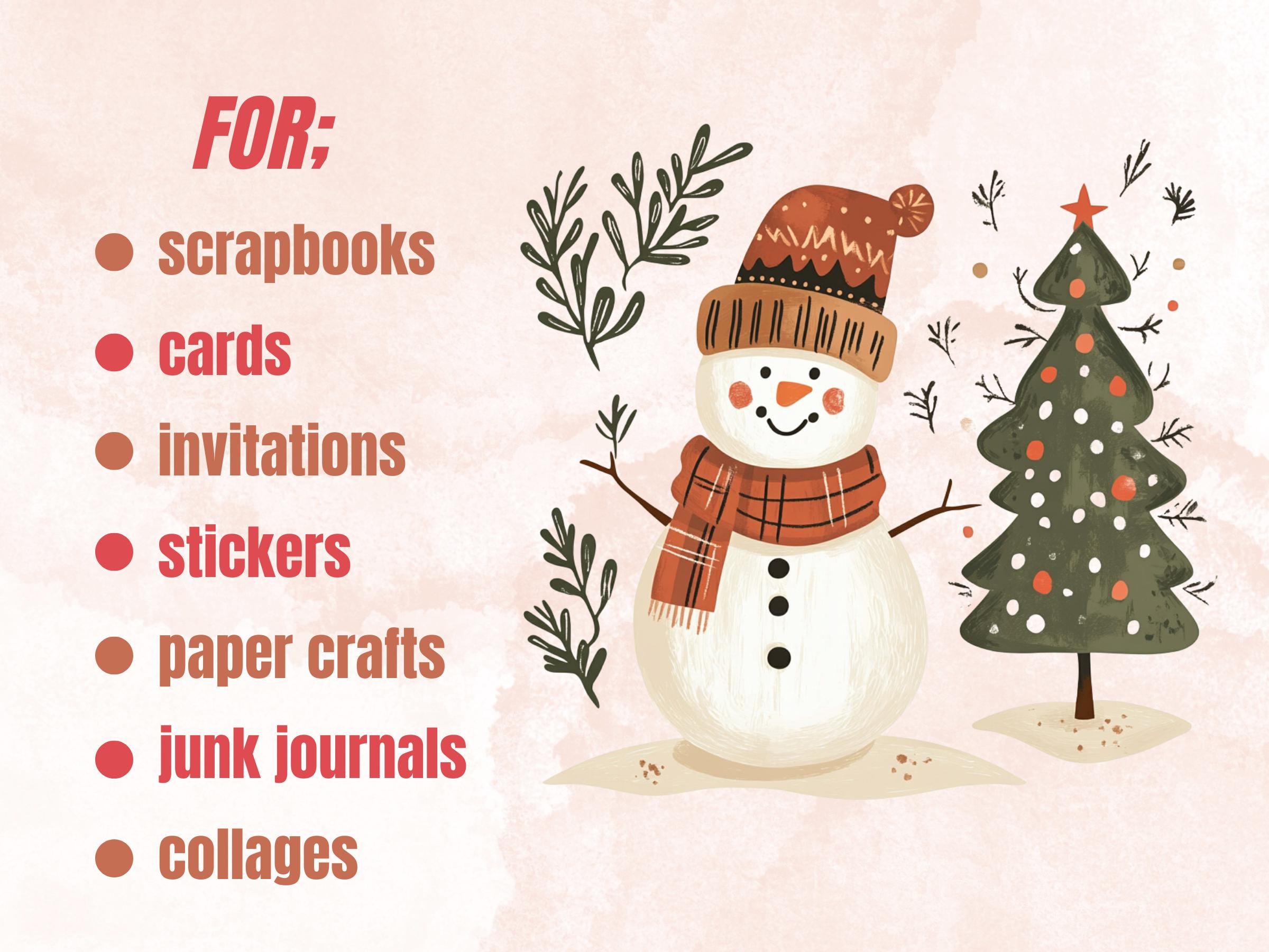 30 PNG Scandinavian Christmas Snowman Clipart, Christmas Folk Art Illustration Clip art, Winter Snowman png, Nordic Xmas Noel Ornament