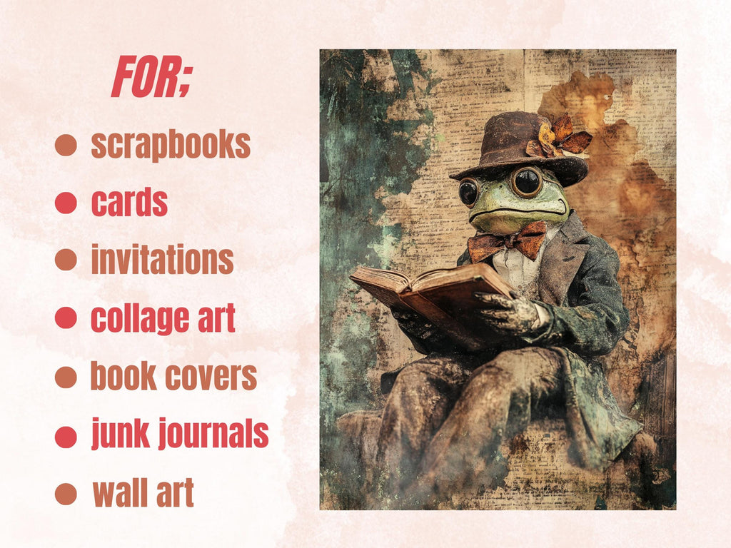 Whimsy Faded Poetry Collage Paper, Surreal Grunge Art Mixed Media Sheet, Whimsical Ephemera Images, Quirky Junk Journal, Scrapbook Paper