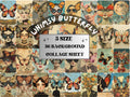 Whimsy Butterfly Collage Paper, Surreal Art Mixed Media Sheet, Whimsical Ephemera Images, Quirky Junk Journal, Butterfly Scrapbook Paper