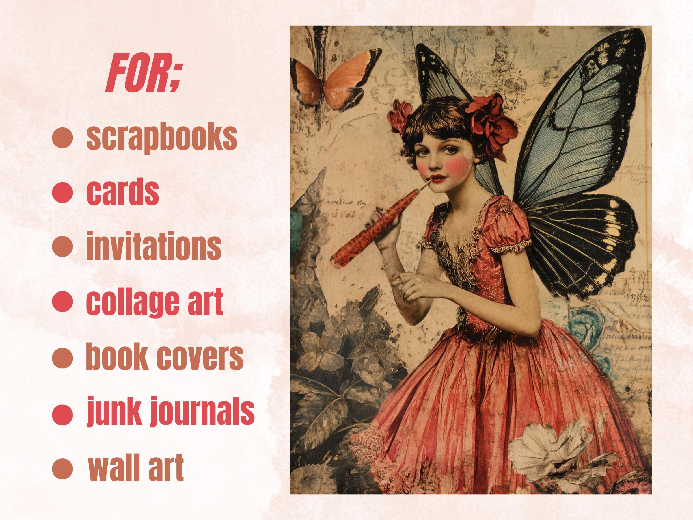 Whimsy Fairy Collage Paper Kit, Surreal Garden Mixed Media Sheet, Whimsical Fairy Ephemera Images, Fairytale Quirky Journal, Scrapbook Paper