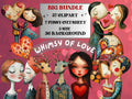 Whimsy Valentines Day Collage Elements Kit, Whimsical Love Fussy Cut, Quirky Weird People Clipart, Romantic Junk Journal, Clipart Background