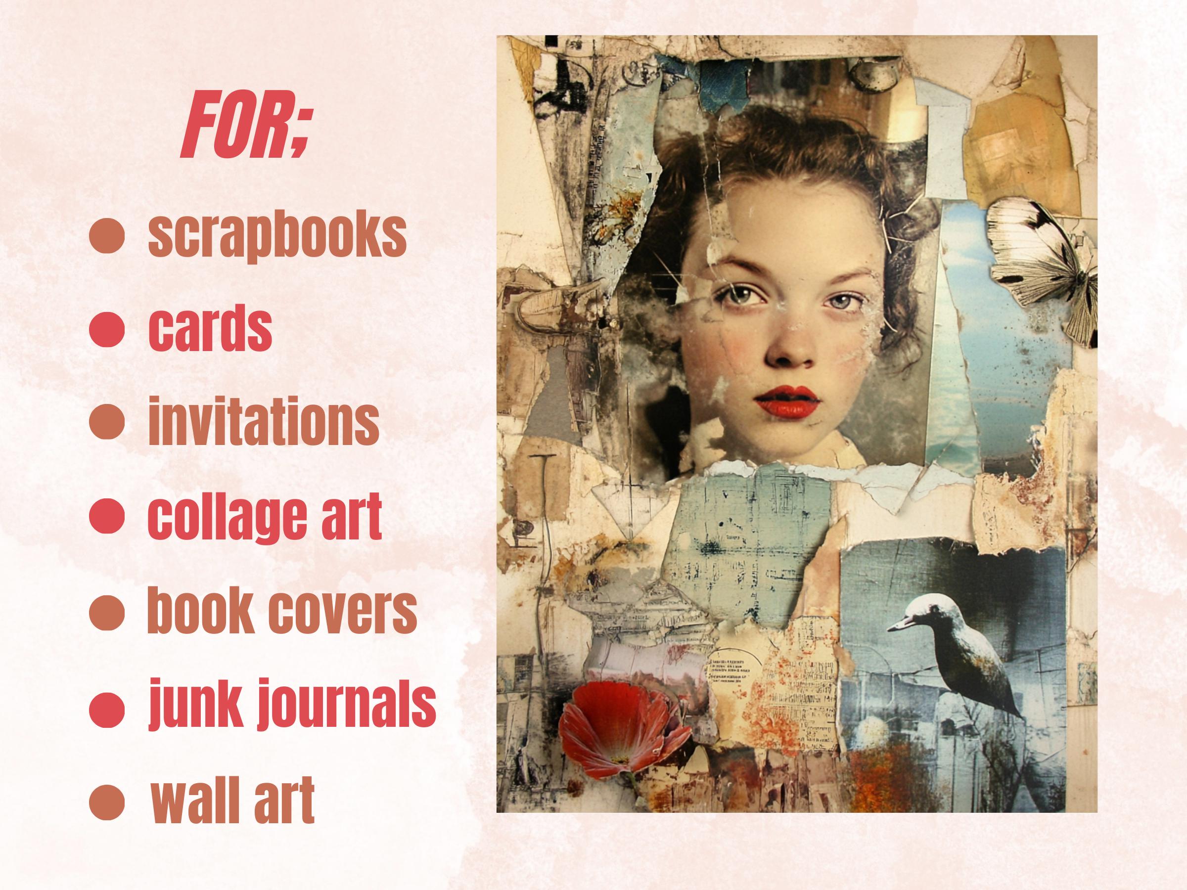Whimsy Fragmented Memories Collage Paper, Surreal Art Mixed Media Sheet, Whimsical Ephemera Images, Quirky Junk Journal, Scrapbook Paper