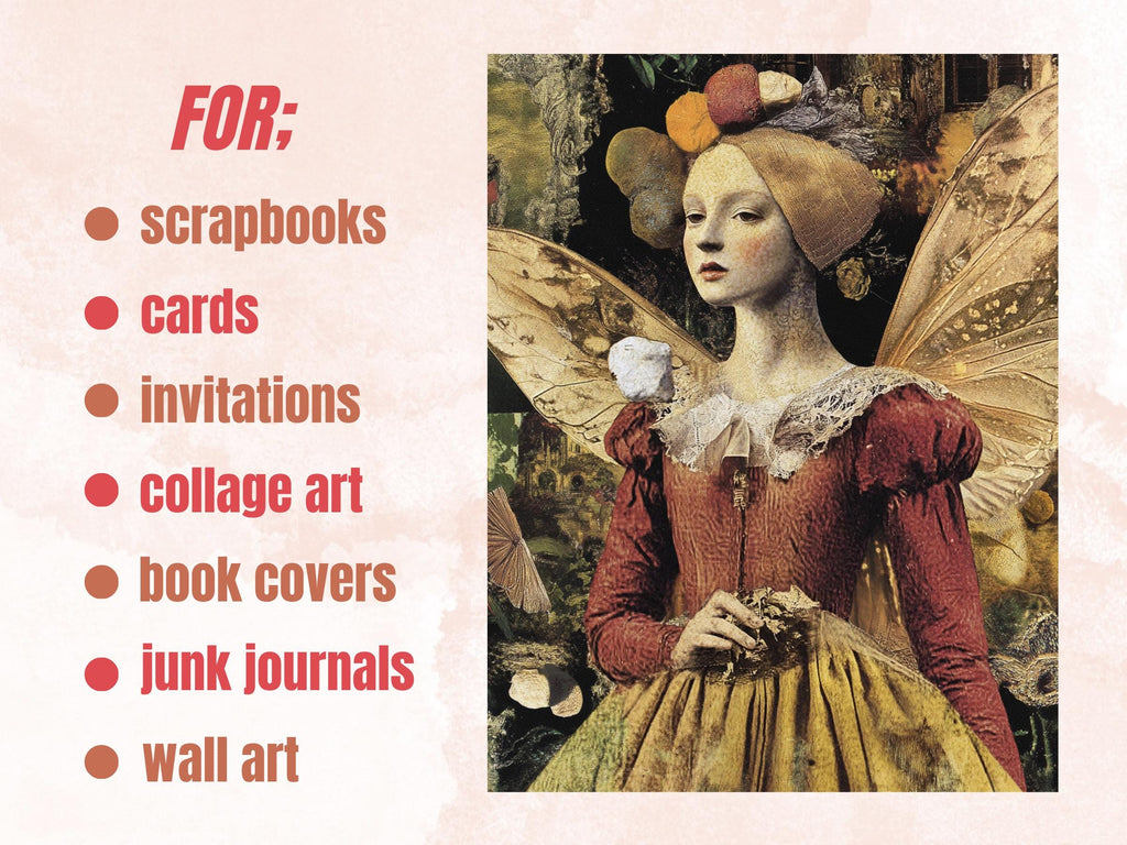 Whimsy Renaissance Revival Collage Paper, Surreal Medieval Mixed Media Sheet, Whimsical Ephemera Image, Quirky Junk Journal, Scrapbook Paper