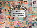 Whimsy Pastel Collage Paper, Pastel Surreal Art Mixed Media Sheet, Whimsical Ephemera Images, Quirky Junk Journal, Pastel Scrapbook Paper