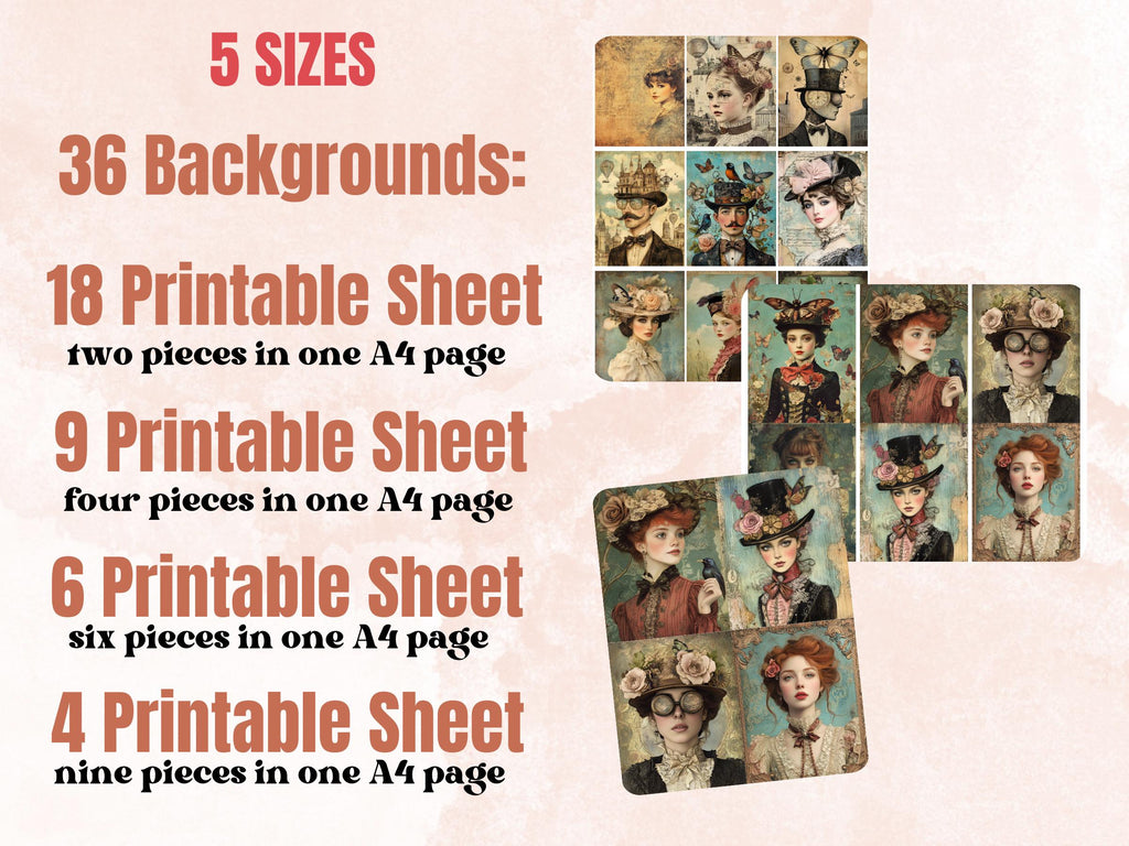 Whimsy Victorian Collage Paper, Surreal Quirky Mixed Media Sheet, Whimsical Ephemera Images, Quirky Junk Journal, Victorian Scrapbook Paper