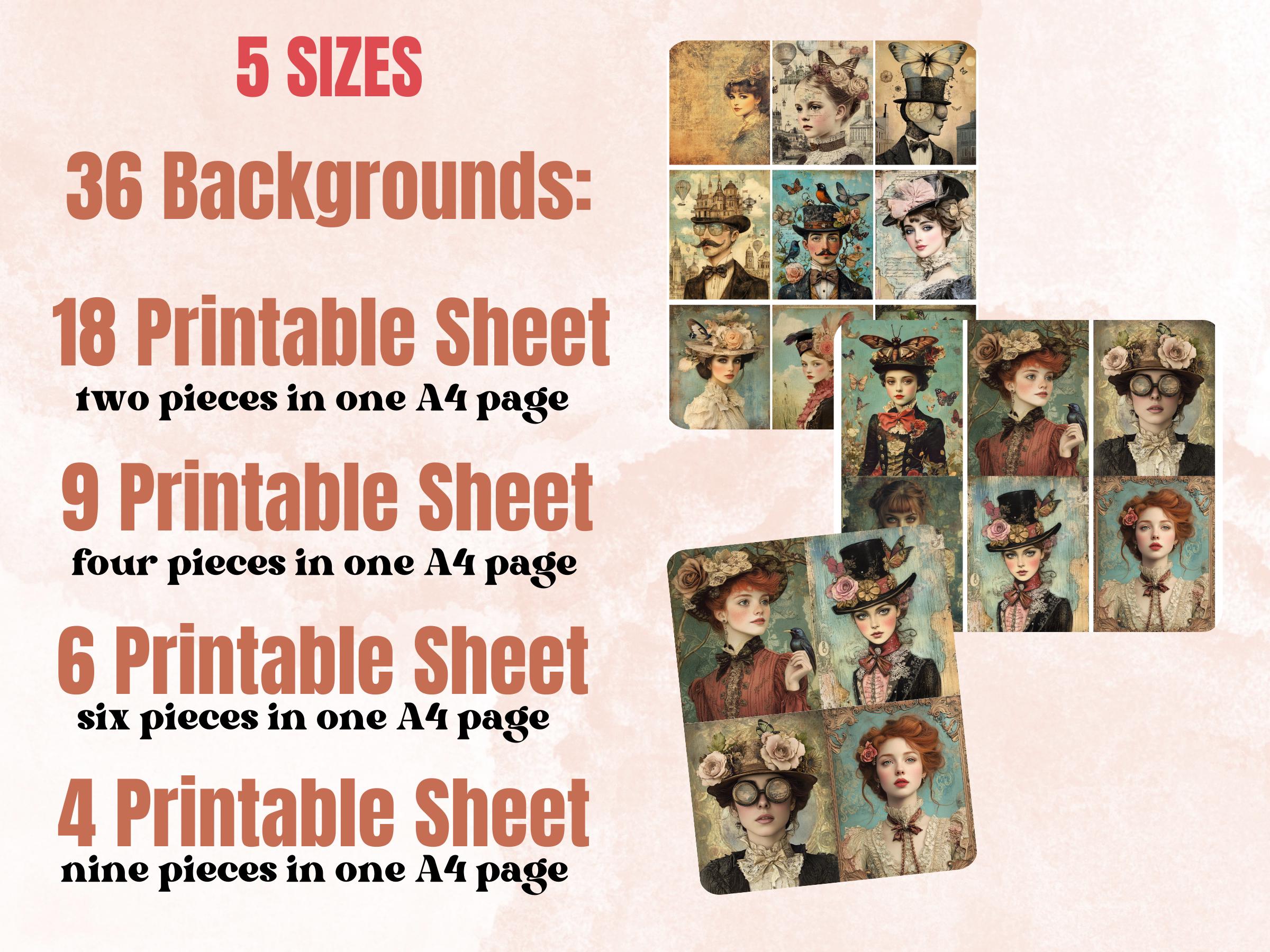Whimsy Victorian Collage Paper, Surreal Quirky Mixed Media Sheet, Whimsical Ephemera Images, Quirky Junk Journal, Victorian Scrapbook Paper