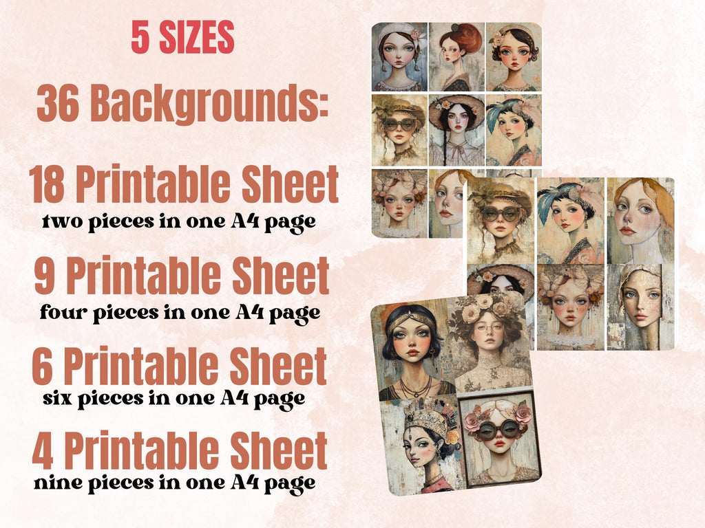 Neutral Bohemian Collage Paper, Surreal Quirky Mixed Media Sheet, Whimsical Ephemera Images, Quirky Junk Journal, Neutral Scrapbook Paper