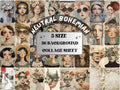 Neutral Bohemian Collage Paper, Surreal Quirky Mixed Media Sheet, Whimsical Ephemera Images, Quirky Junk Journal, Neutral Scrapbook Paper