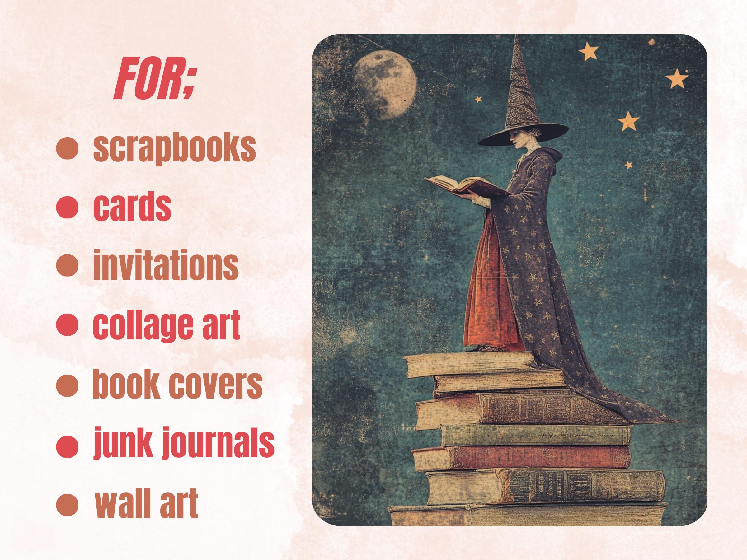 Magic School Collage Paper Kit, Surreal Wizard Mixed Media Sheet, Whimsical Academia Ephemera Images, Magical Junk Journal, Scrapbook Paper