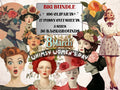 Whimsy Women's Day Collage Elements, Whimsical 8 March Fussy Cut, Quirky Surreal Woman Clipart, Floral Junk Journal, Clipart Background
