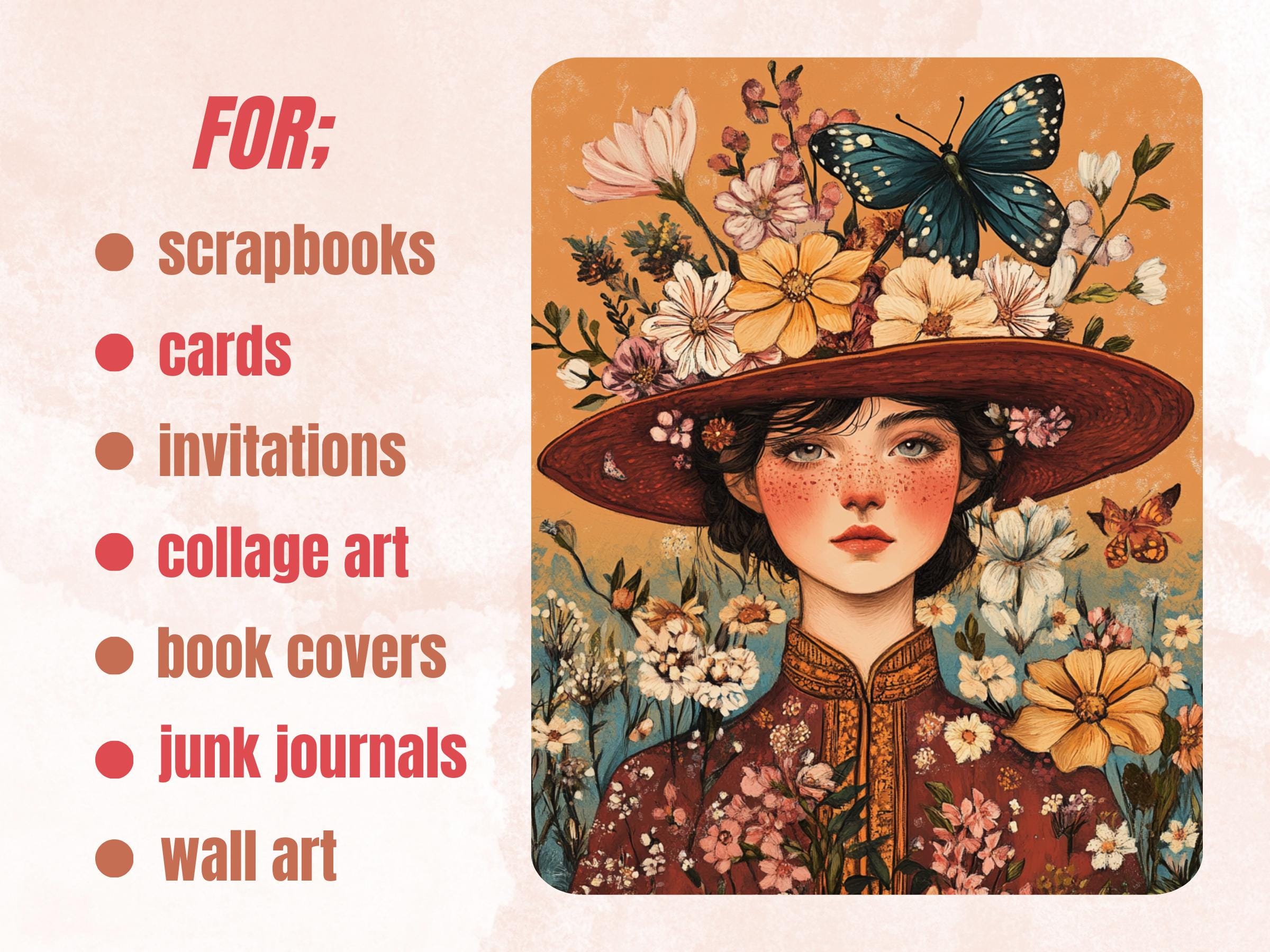 Wanderlust Soul Collage Paper Kit, Surreal Travel Mixed Media, Whimsical Free Spirit Ephemera Images, CU, Printable Sheets, Scrapbooking