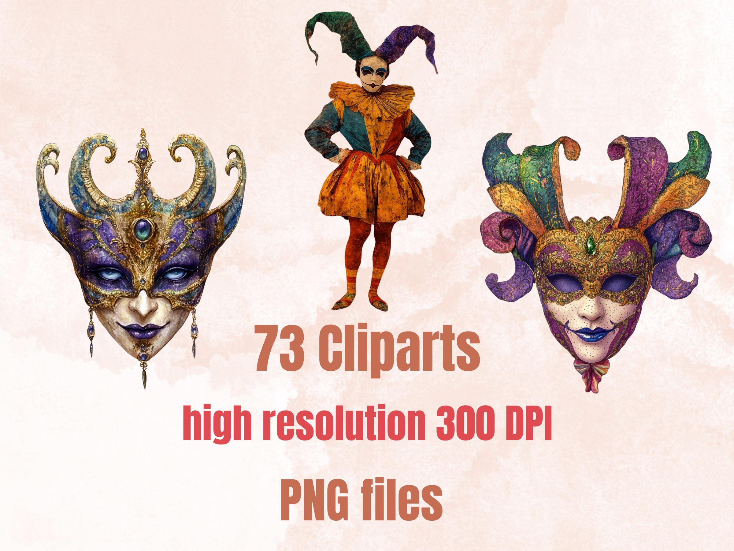 Whimsy Mardi Gras Collage Elements, Whimsical Surreal Masquerade Fussy Cut, Quirky Fleur De Lis Clipart, Junk Journal, Clipart Background