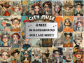 City Muse Collage Paper, Surreal City Mixed Media Sheet, Whimsy Ephemera Images, Quirky Junk Journal, Whimsical Scrapbook, CU, Digital Art