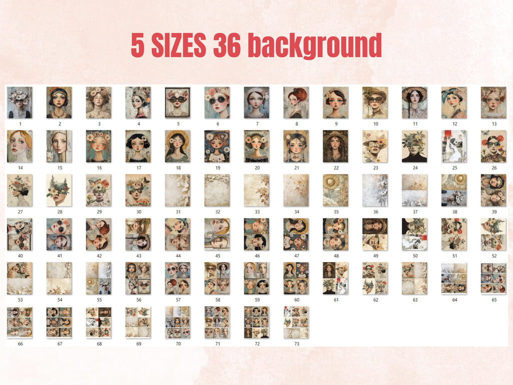 Neutral Bohemian Collage Paper, Surreal Quirky Mixed Media Sheet, Whimsical Ephemera Images, Quirky Junk Journal, Neutral Scrapbook Paper