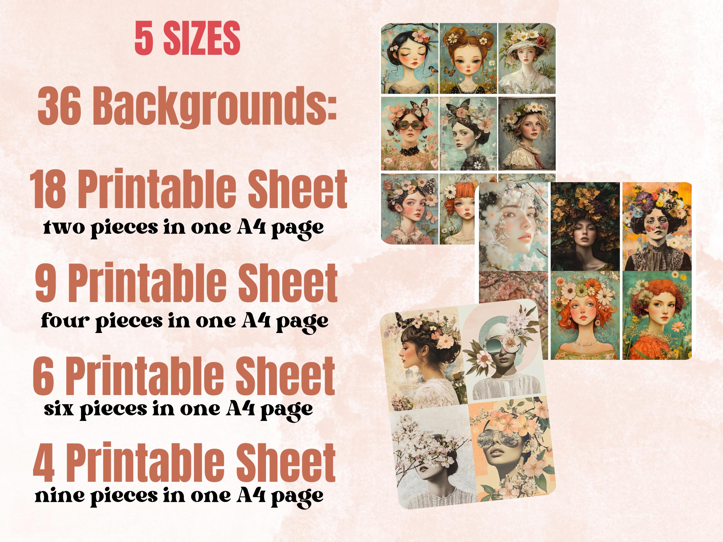 Whimsy Spring Blooming Collage Paper, Surreal Quirky Mixed Media Sheet, Whimsical Ephemera Images, Quirky Journal, Spring Scrapbook Paper