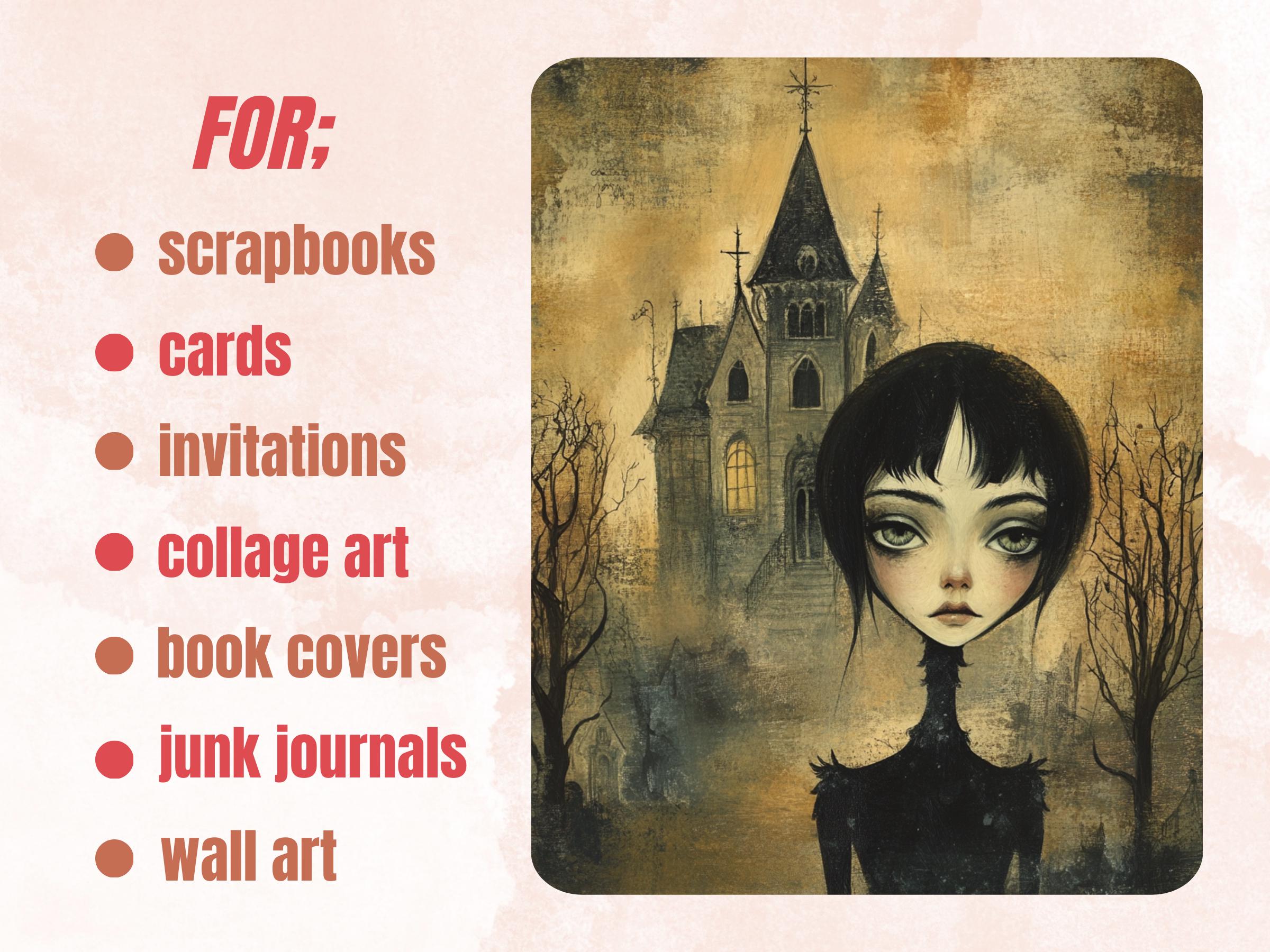 Haunted Mansion Collage Paper Kit, Surreal Gothic Mixed Media Sheet, Whimsical Fantasy Ephemera Images, Horror Junk Journal, Scrapbook Paper