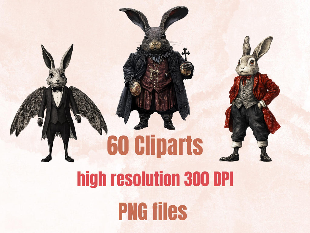 Fantasy Easter Collage Elements, Whimsical Surreal Easter Fussy Cut, Quirky Gothic Spring Clipart, Weird Junk Journal, Clipart Background