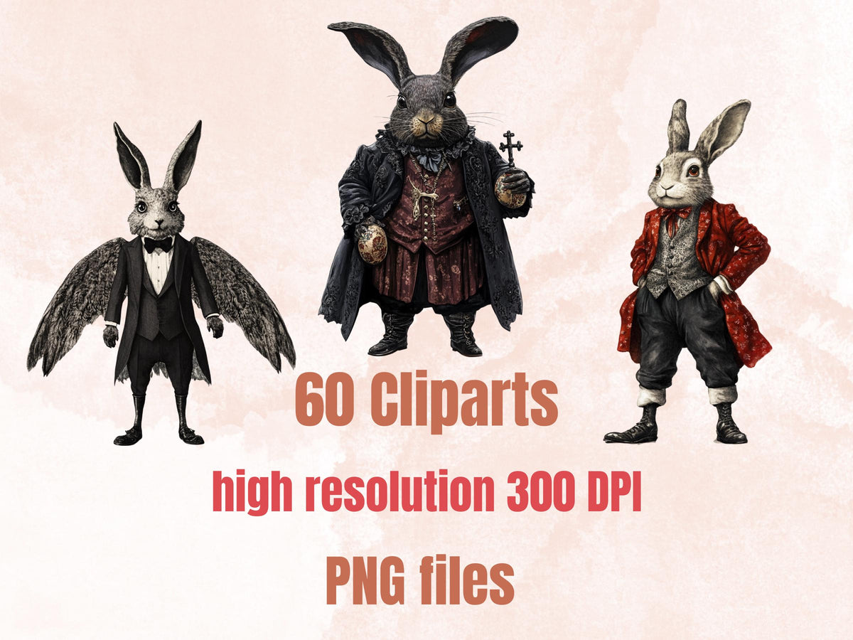 Fantasy Easter Collage Elements, Whimsical Surreal Easter Fussy Cut, Quirky Gothic Spring Clipart, Weird Junk Journal, Clipart Background
