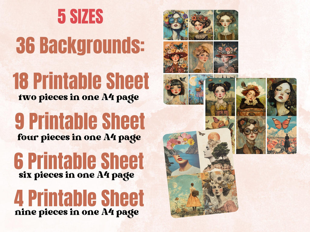 Wanderlust Soul Collage Paper Kit, Surreal Travel Mixed Media, Whimsical Free Spirit Ephemera Images, CU, Printable Sheets, Scrapbooking