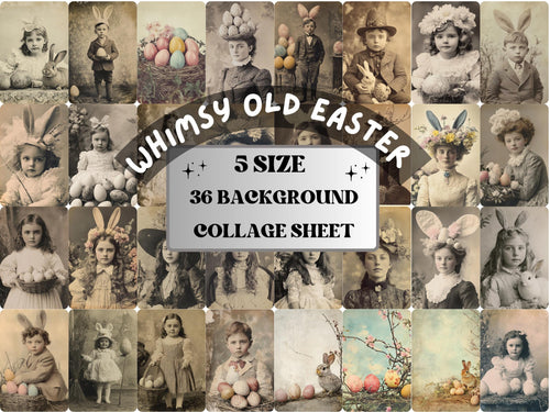 Whimsy Easter Photography Paper, Surreal Easter Mixed Media Sheet, Whimsical Easter Ephemera Images, Vintage Quirky Journal, Scrapbook Paper
