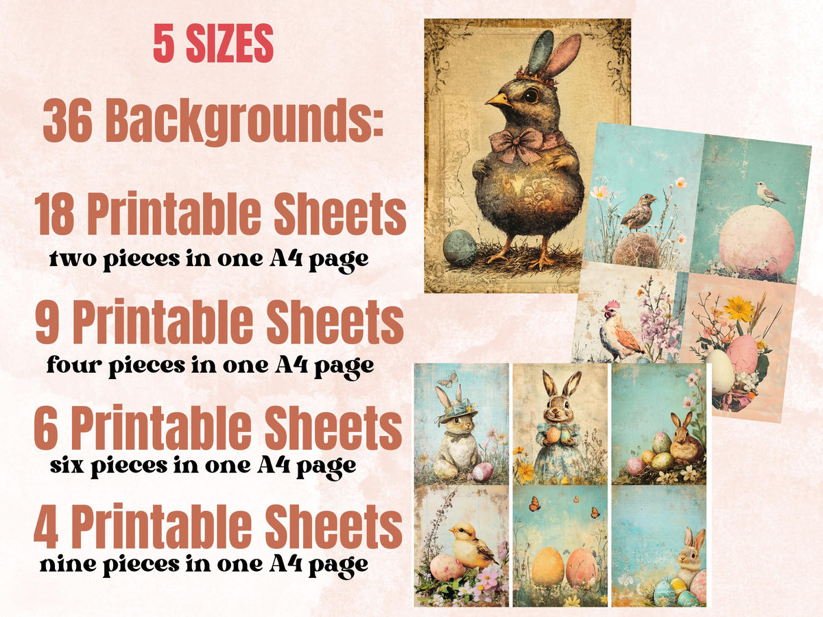 Whimsy Easter Collage Elements, Whimsical Surreal Easter Fussy Cut, Quirky Floral Spring Clipart, Weird Junk Journal, Clipart Background