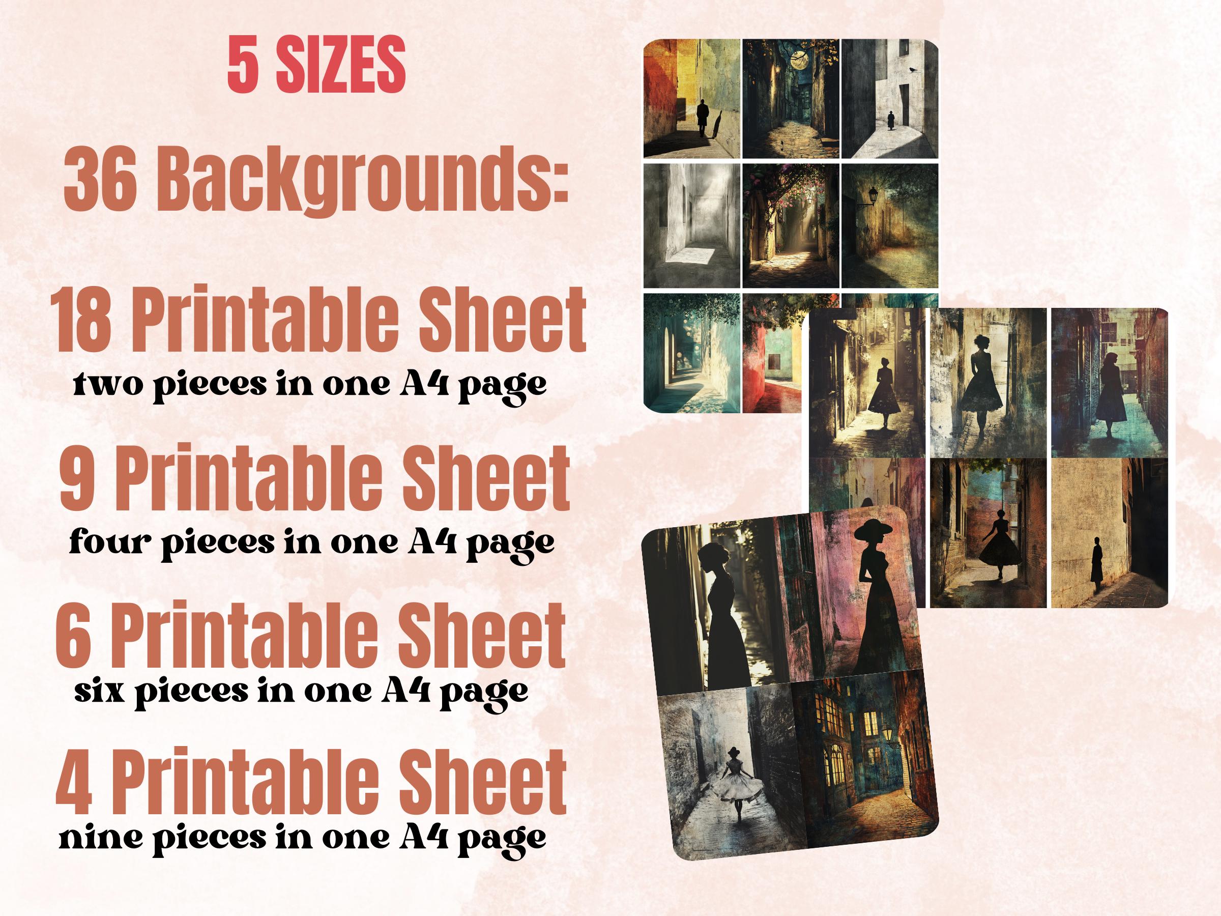 Shadow Alleyway Collage Paper Kit, Surreal Alleyway Mixed Media Sheet, Whimsical Shadow Ephemera Images, Quirky Journal, Scrapbook Paper