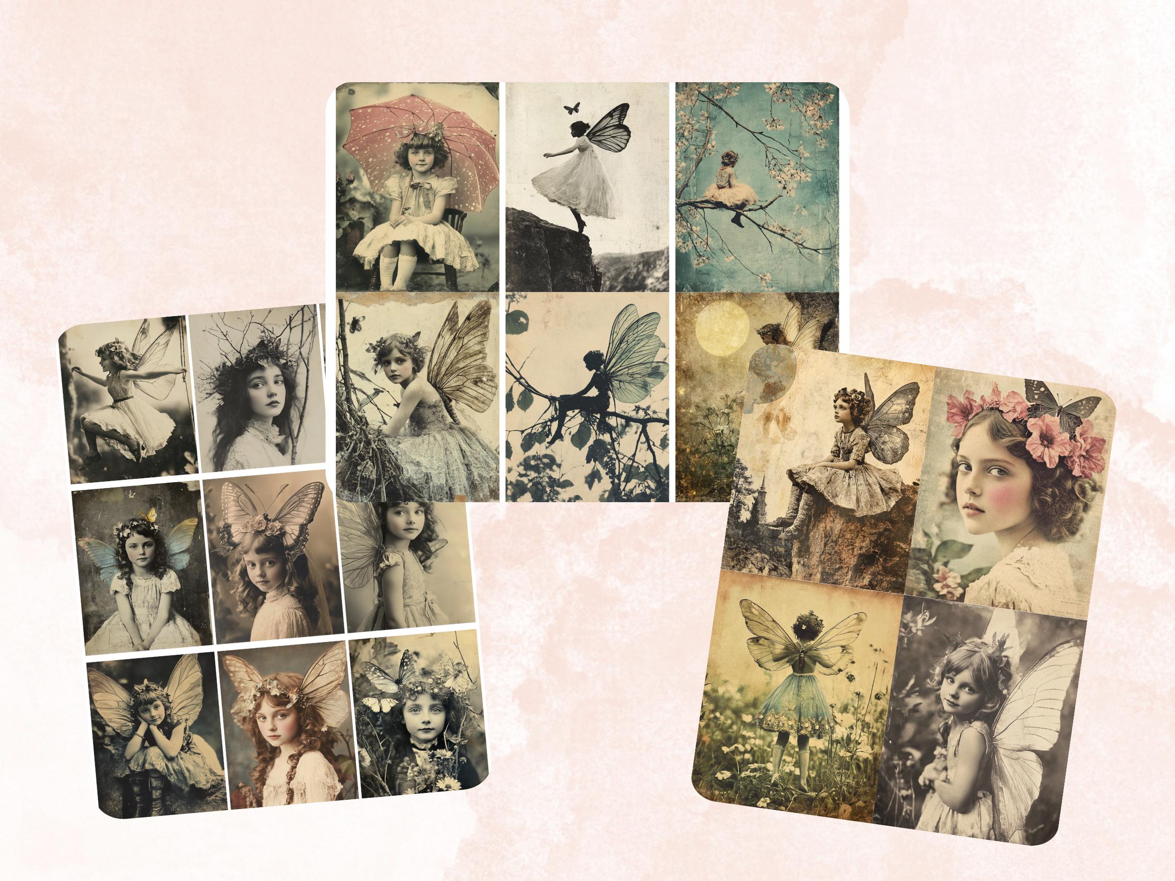 Whimsy Fairy Photography Paper, Surreal Fairy Mixed Media Sheet, Whimsical Fairy Ephemera Images, Vintage Quirky Journal, Scrapbook Paper