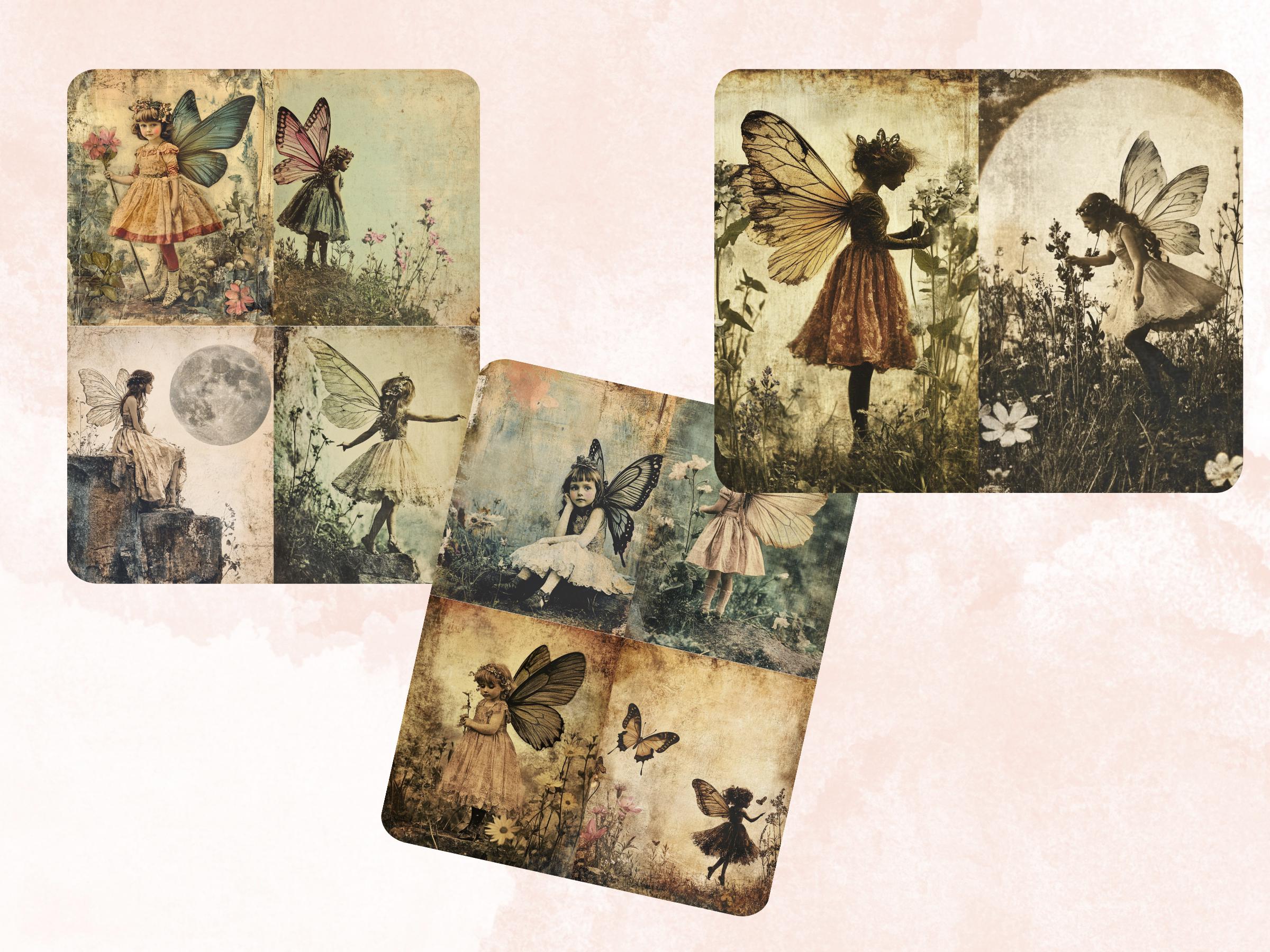 Whimsy Fairy Photography Paper, Surreal Fairy Mixed Media Sheet, Whimsical Fairy Ephemera Images, Vintage Quirky Journal, Scrapbook Paper