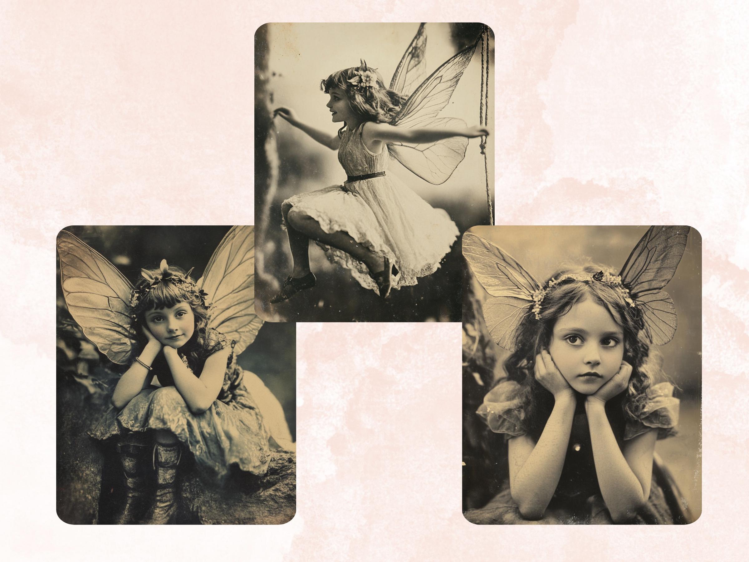Whimsy Fairy Photography Paper, Surreal Fairy Mixed Media Sheet, Whimsical Fairy Ephemera Images, Vintage Quirky Journal, Scrapbook Paper