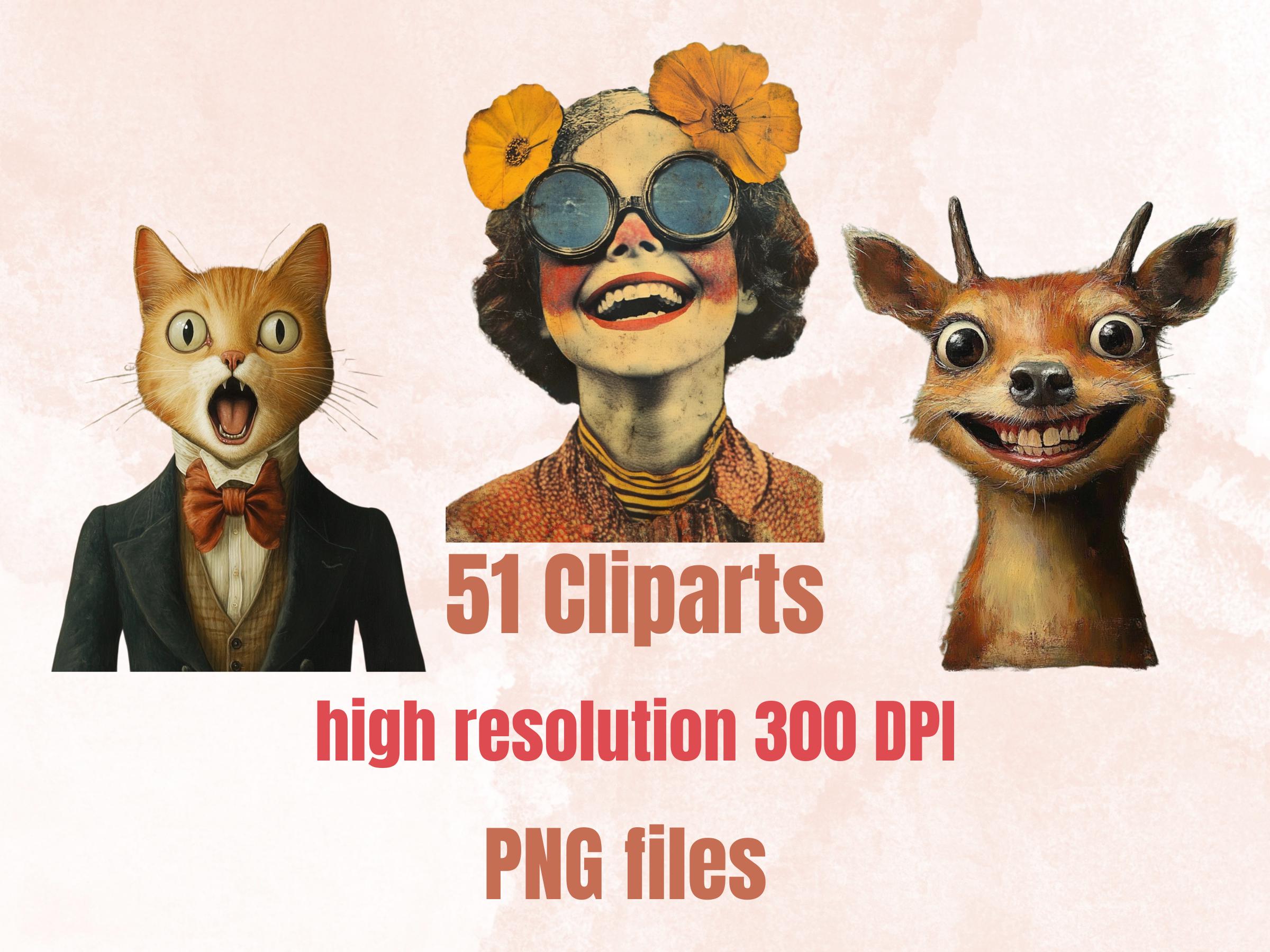 Whimsy Emotions Collage Elements, Surreal People Feelings Fussy Cut, Woman Emotions Clipart, Whimsical Junk Journal, Mixed Media Art Sheet