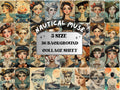 Nautical Muse Collage Paper, Whimsy Surreal Nautical Mixed Media Art Sheet, Whimsical Ephemera Images, Quirky Junk Journal, Scrapbook Paper
