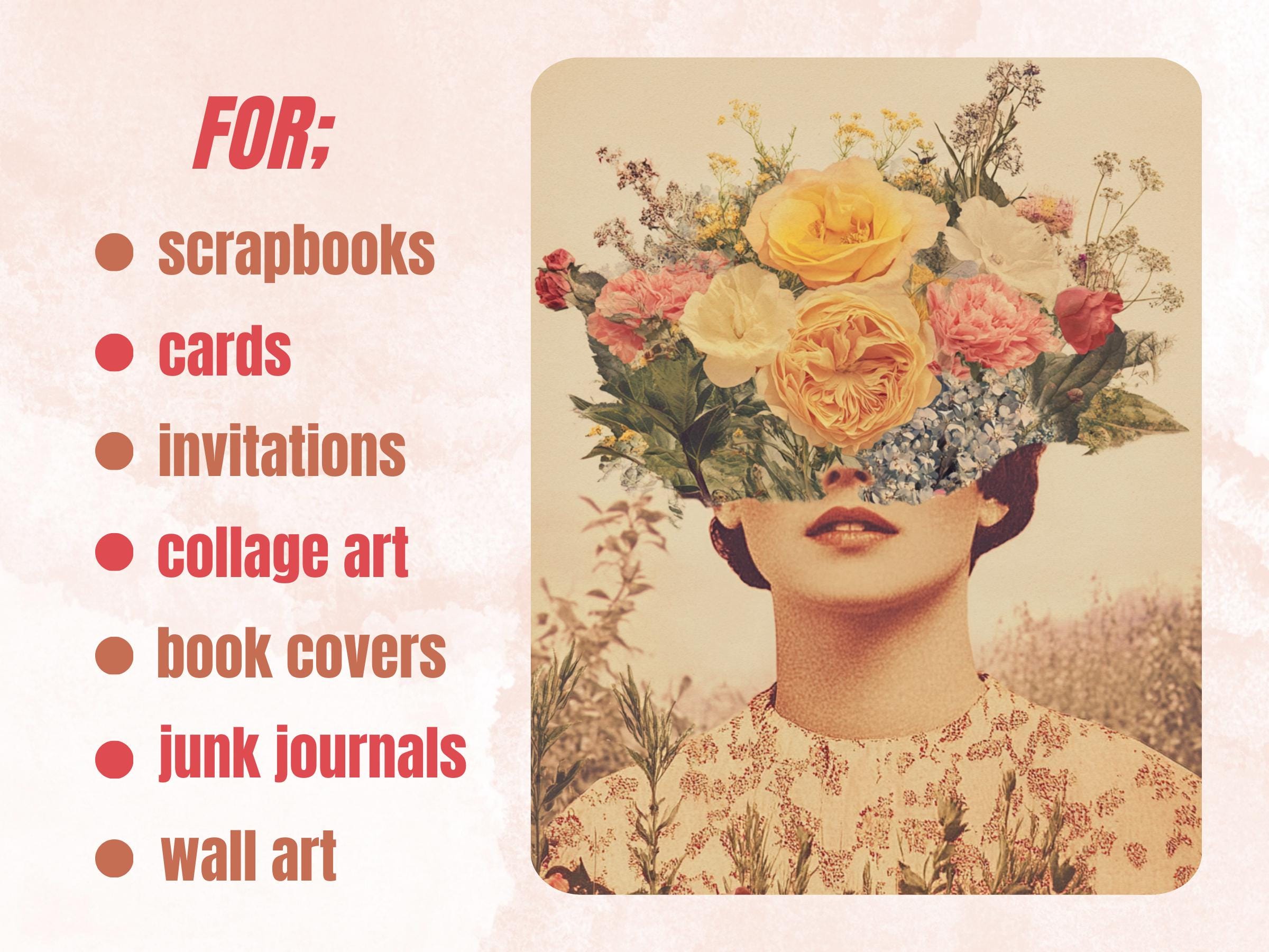 Whimsy Postcard From Nowhere Collage Paper, Surreal Grunge Art Mixed Media Sheet, Whimsical Ephemera Images, Quirky Journal, Scrapbook Paper