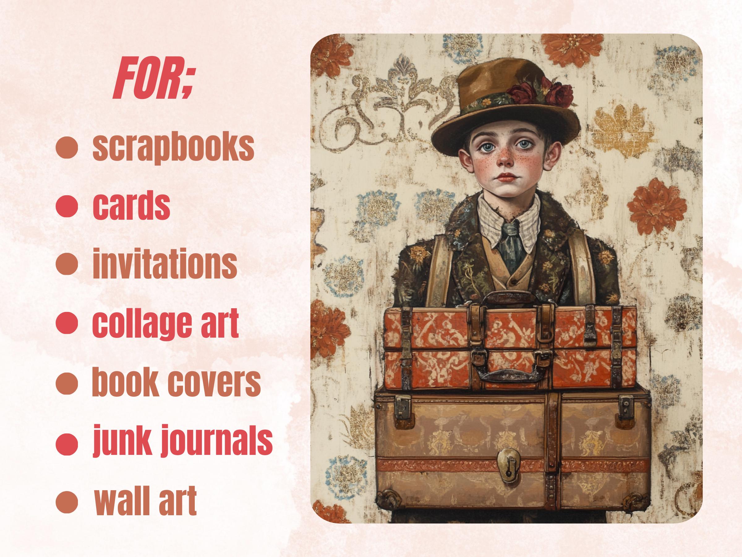 Whimsy Lost Luggage Collage Paper Kit, Surreal Suitcase Mixed Media Sheet, Whimsical Travel Ephemera Images, Quirky Journal, Scrapbook Paper
